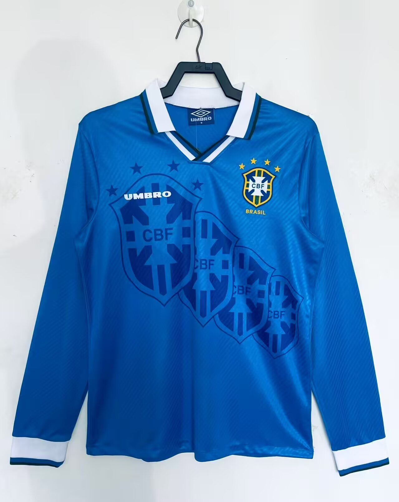 AAA Quality Brazil 95/97 Away Blue Long Soccer Jersey